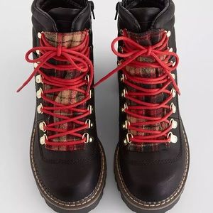 Buckle Plaid Combat Booties sz 9